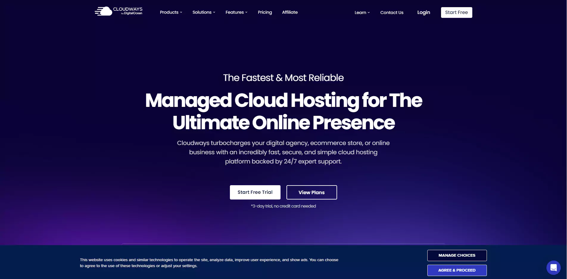Cloudways home page banner