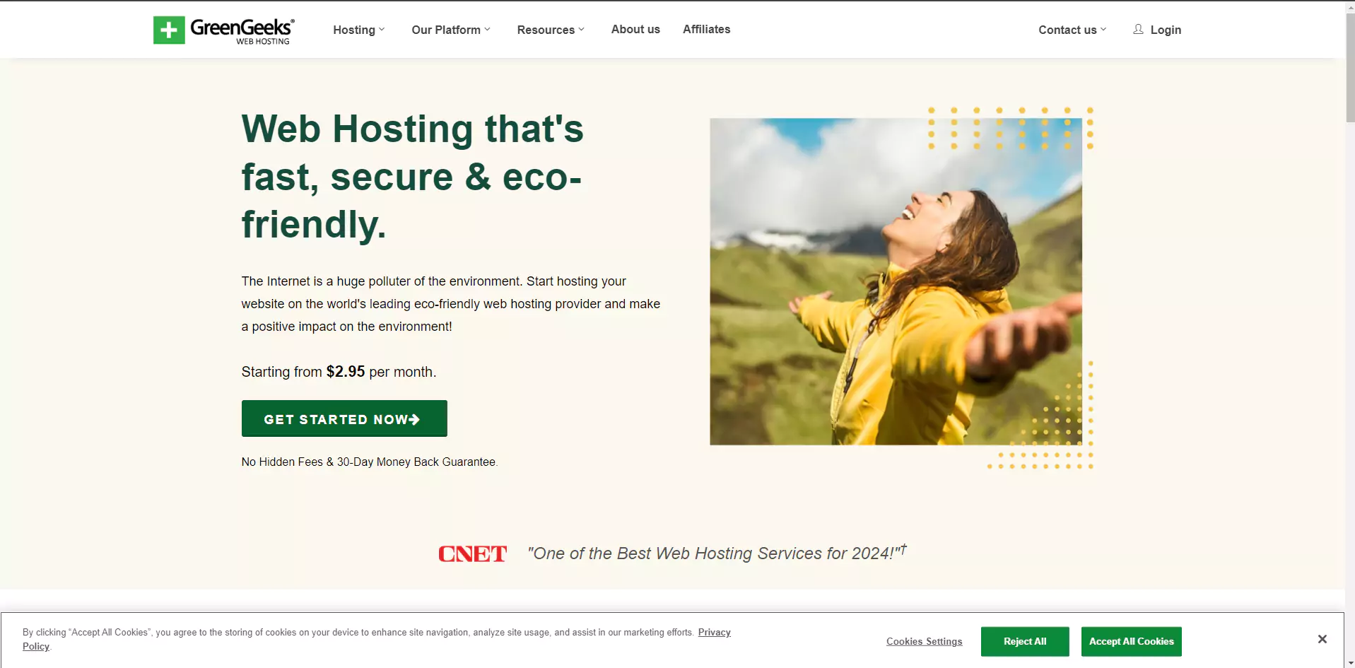 GreenGeeks home page banner