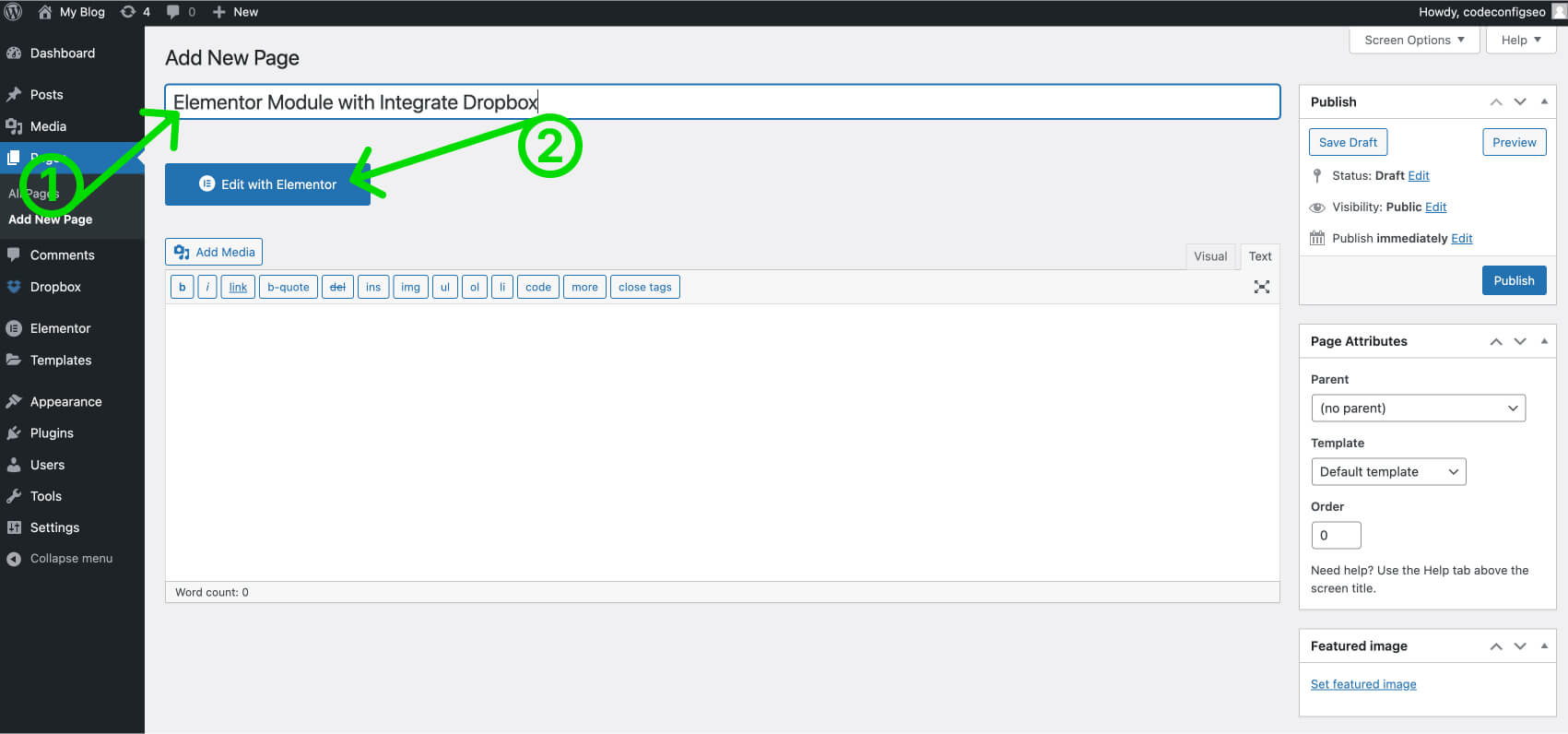 Edit with Integrate Dropbox for Elementor WordPress