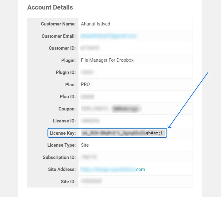 Check Your Email for the License of File manager for Dropbox