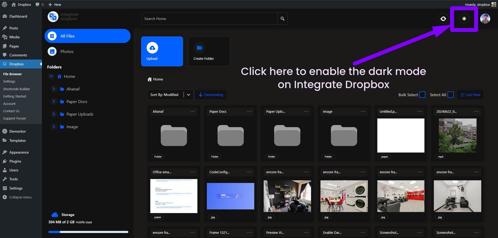 dropbox dark mode