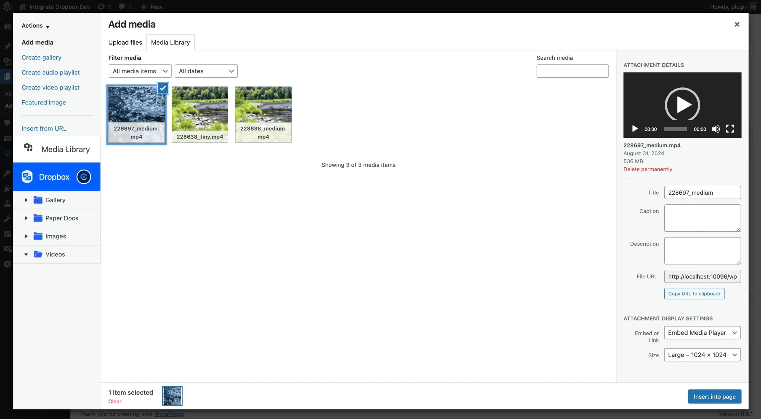 Select Large Video From Media Library