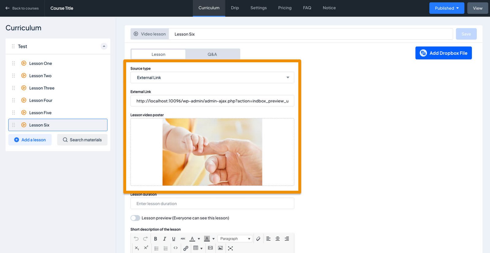 MasterStudy LMS - External Link - Preview Dropbox Video