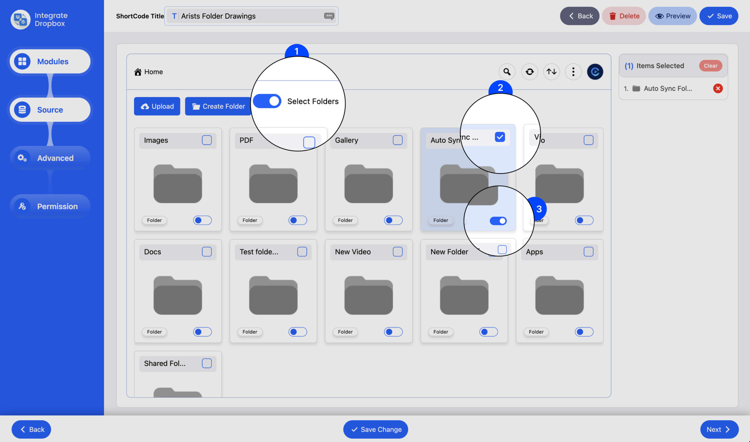 Select AutoSync Folders