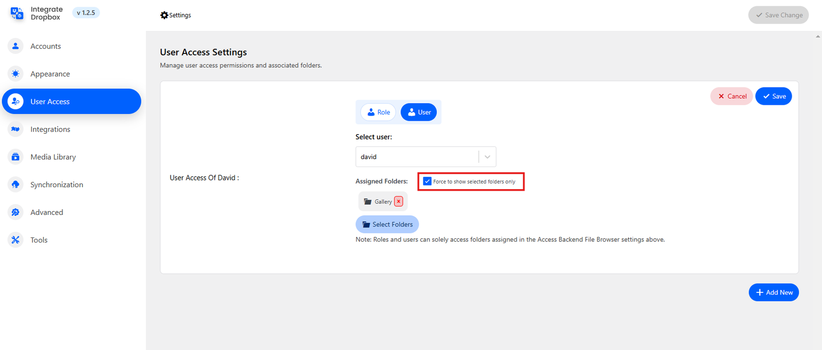 Force to Show Selected Folders Only