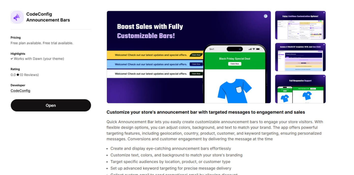 CodeConfig Announcement Bars | Best Announcement Bar App For Shopify | Scrolling Announcement Bar Shopify
