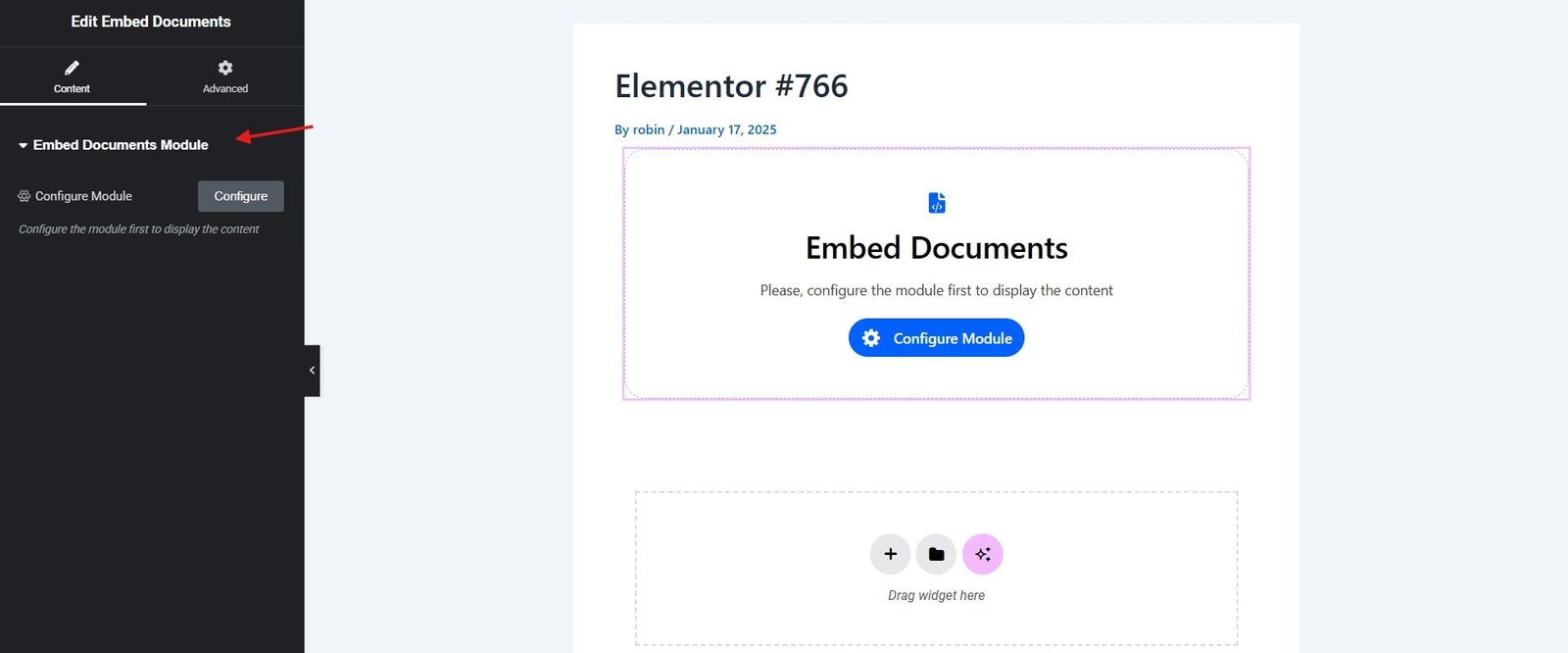 Embed documents module