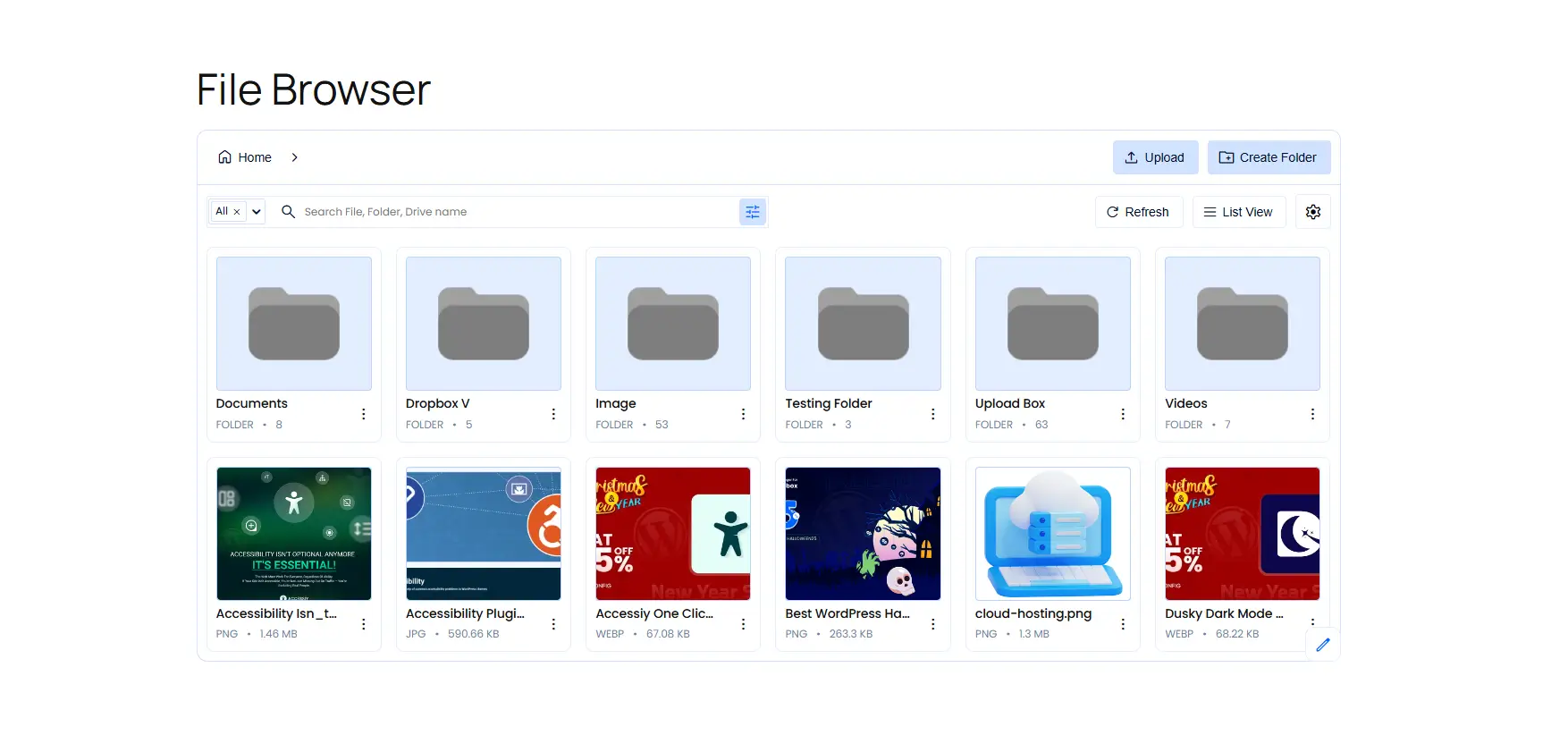 File Browser Module of File Manager for Dropbox OutPut