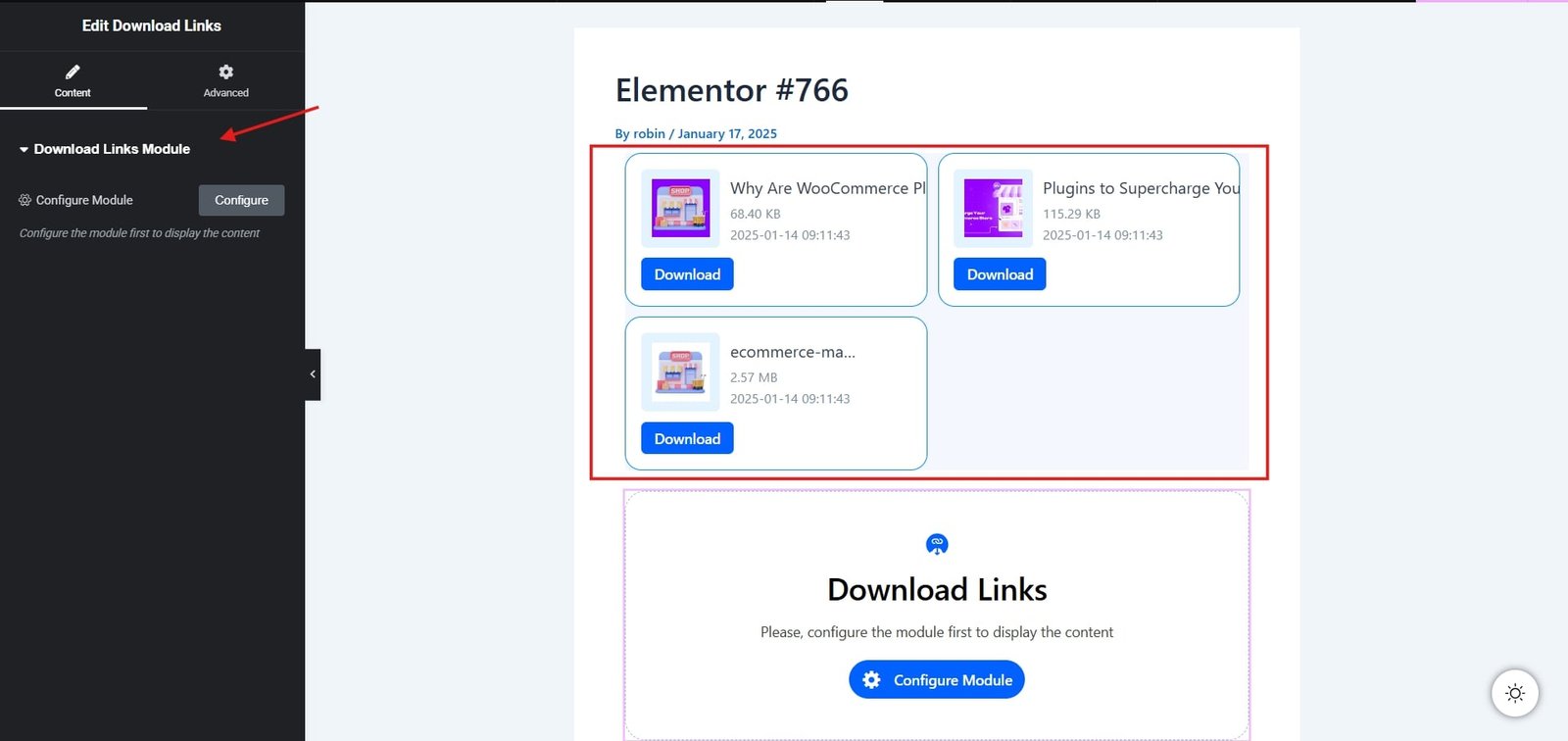 download links module
