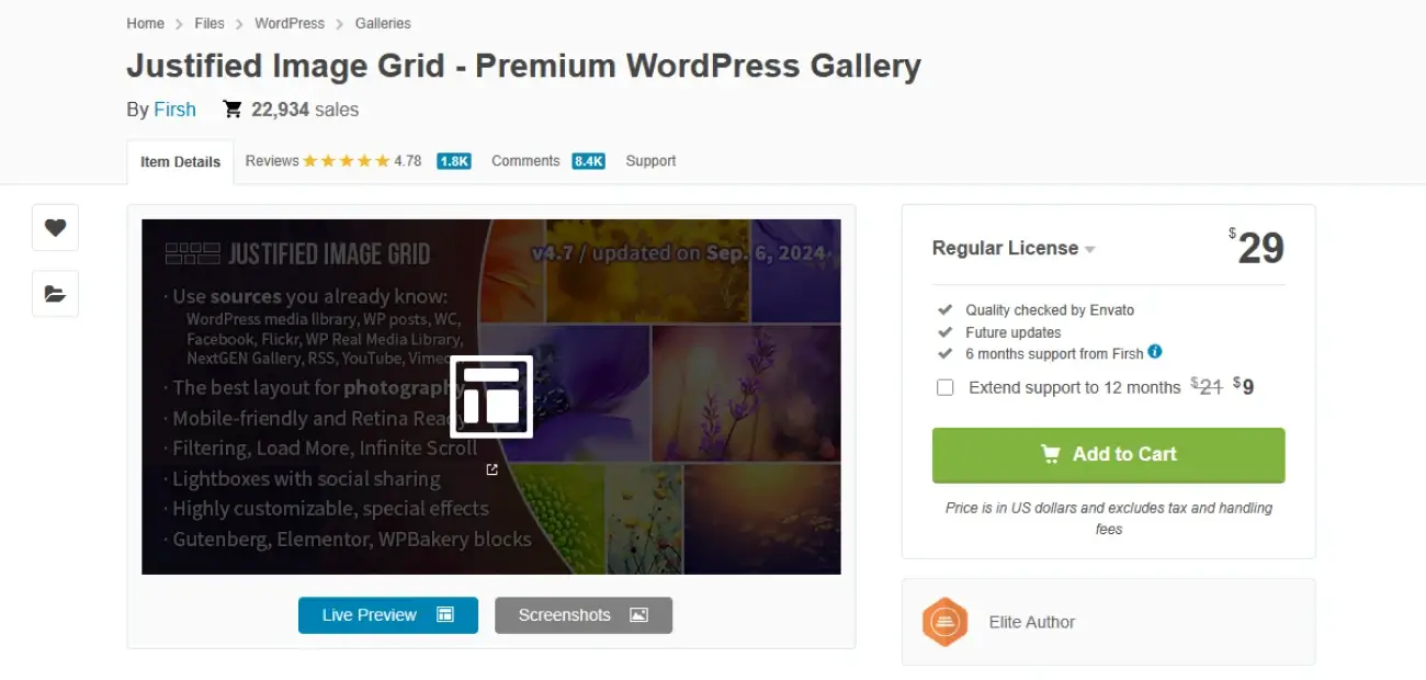 Screenshot of Justified Image Grid