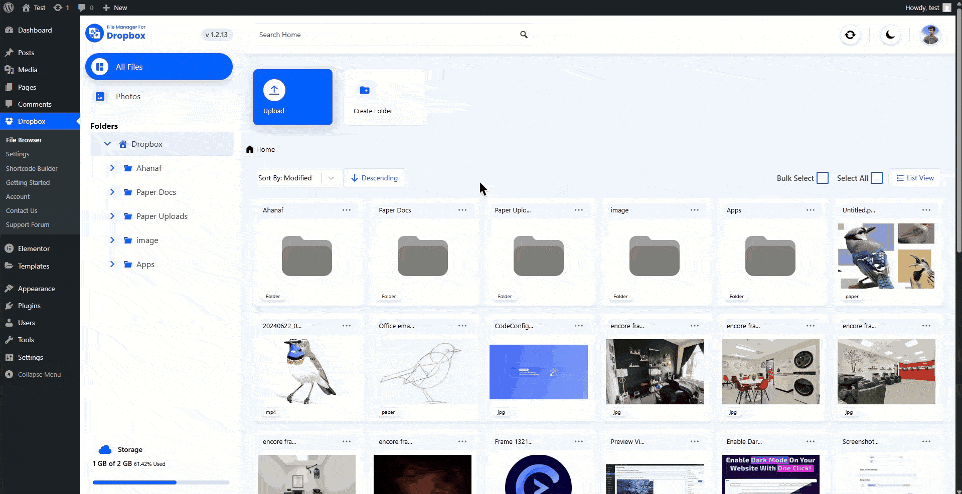 enable elementor media library integration