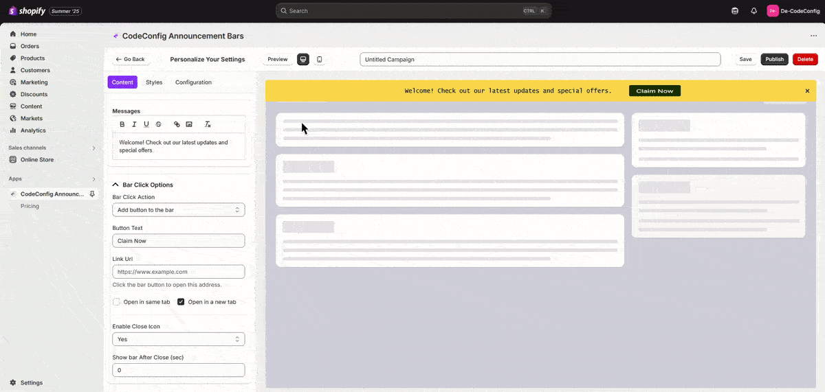 Announcement-bar-appearance-customization | How To Customize Appearance and Design