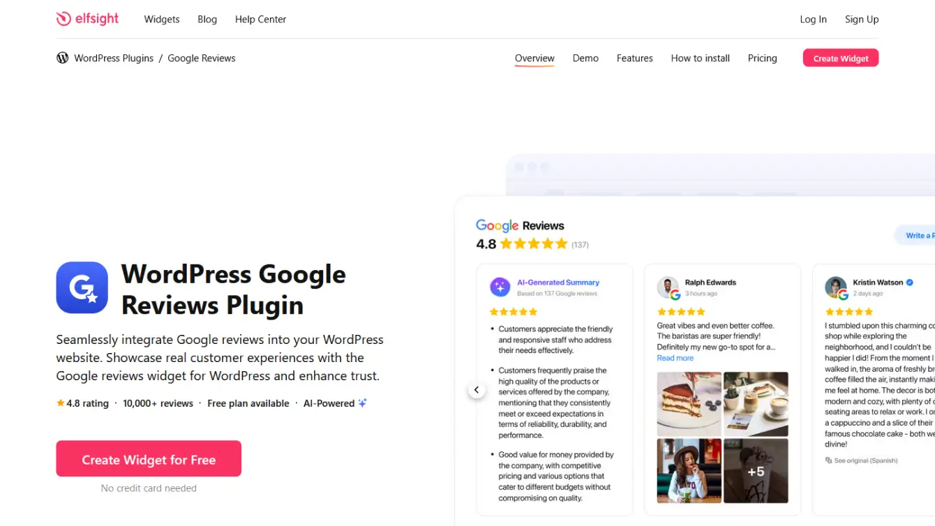 WordPress Google Reviews Plugin-Elfsight