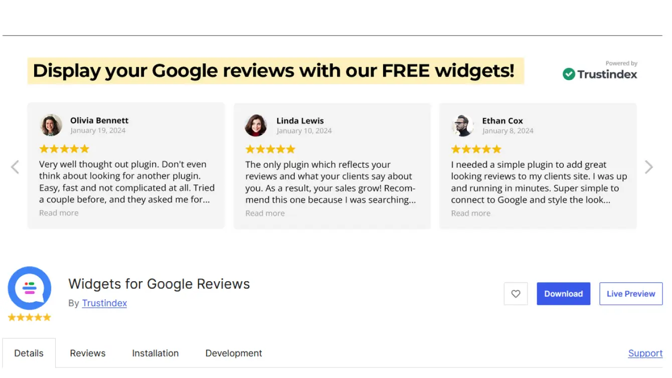 WordPress Google Reviews Plugin-Widgets for Google Reviews