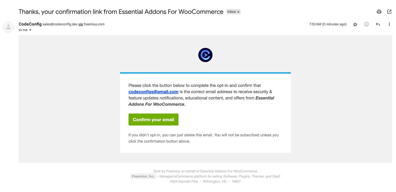 Email confirmation