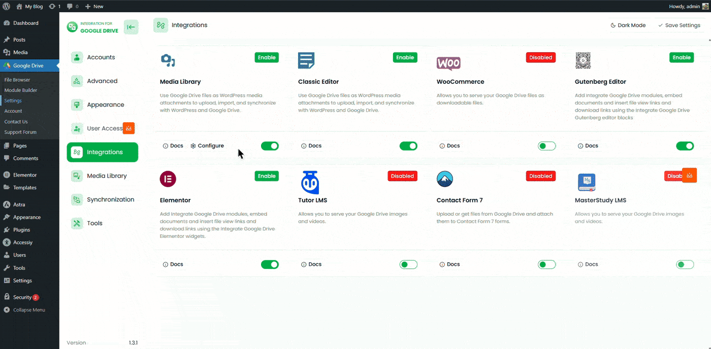 Google Drive Media Library Integration Spacific folder selection