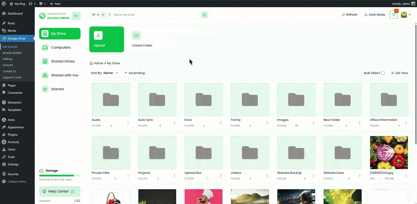 How to Use Integration for Google Drive In Elementor