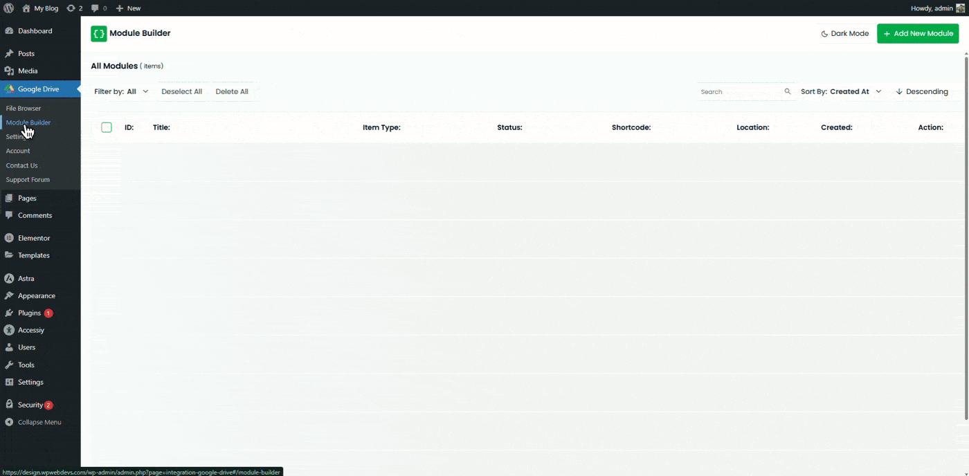Paste a Module Shortcode to Classic Editor