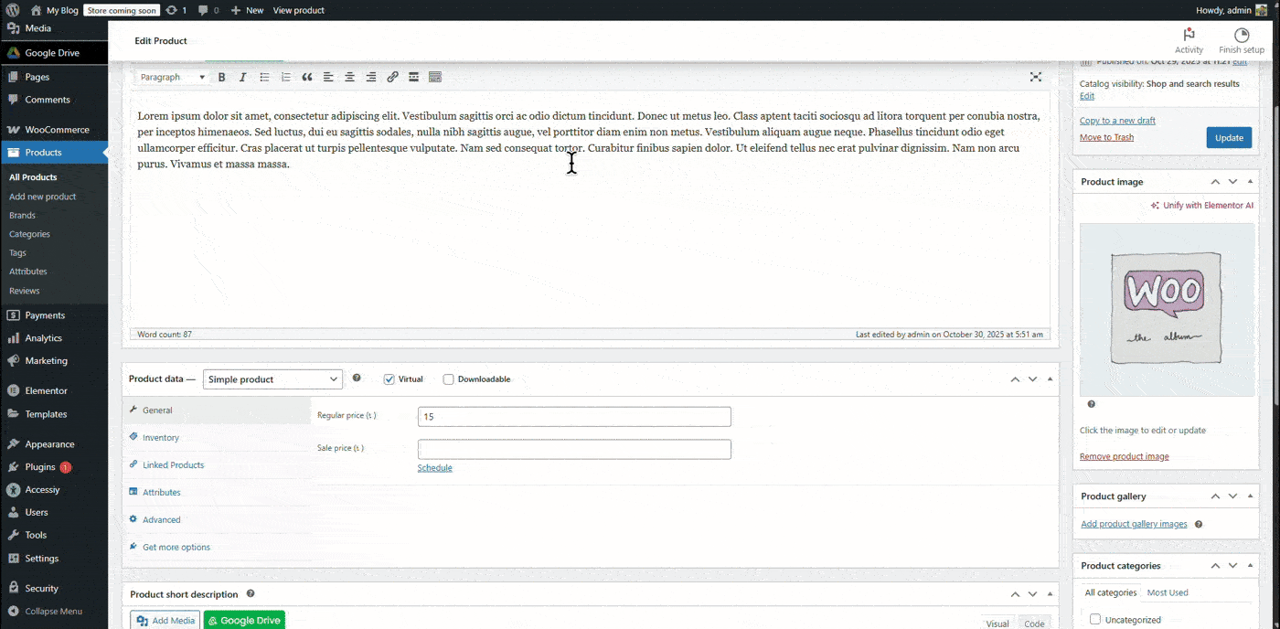 Select Google Drive File for WooCommerce Downloadable Product