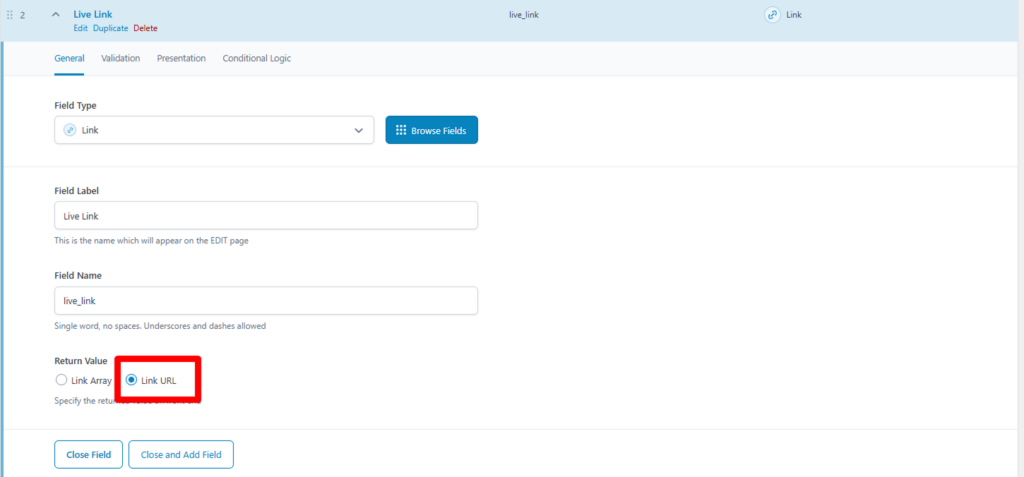 Change the ACF return format