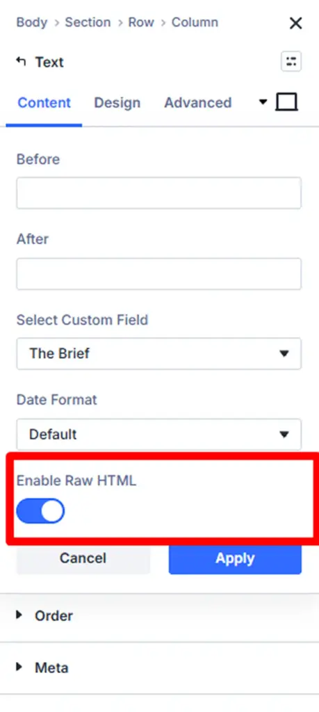 The Fix Turn On Enable Raw HTML