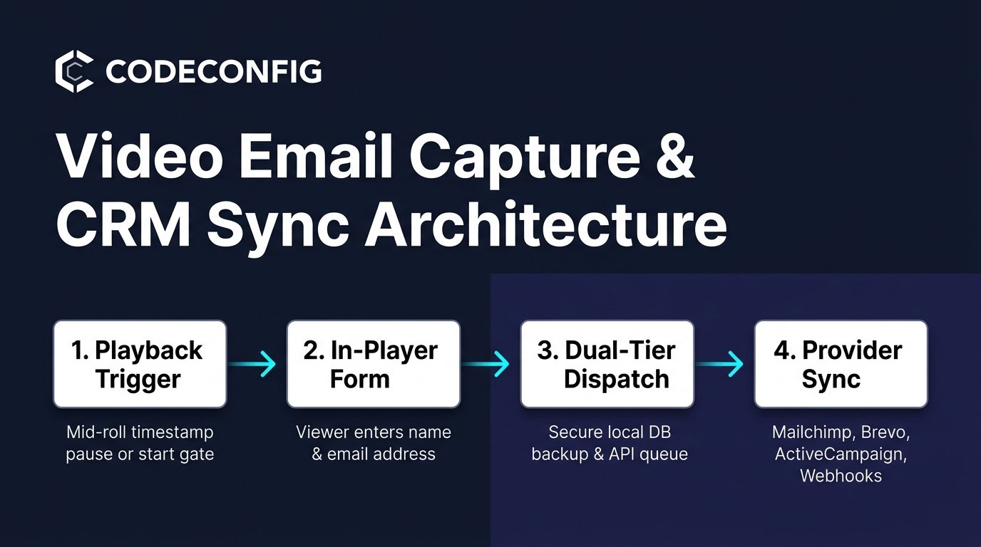 WordPress video email capture and CRM sync architecture pipeline