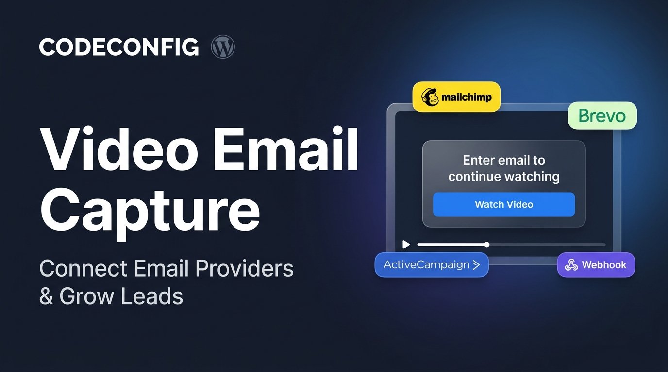WordPress video email capture and email provider integrations banner